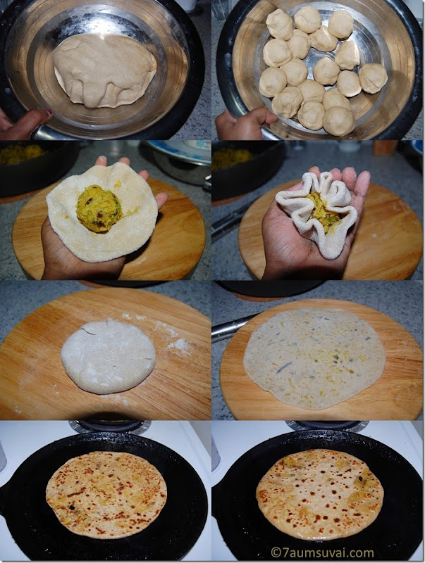 Cauliflower paratha process