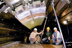 CERN Pt5 CMS Constn Hall - ECAL Barrel Module Insertion 1