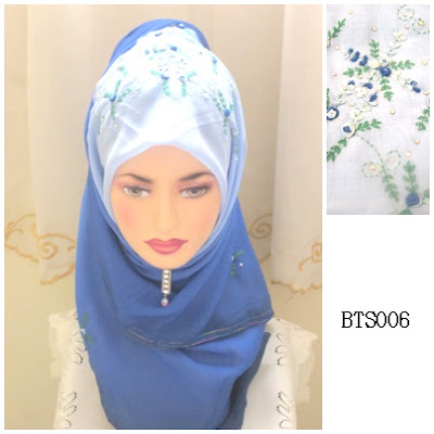 tudung bawal 3 tone sulam crown tudung bawal 3 tone sulam crown biru