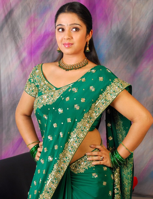 charmi green saree photos