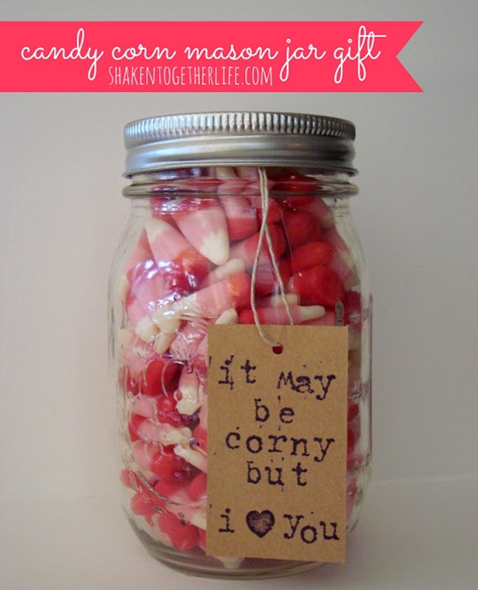 candy corn Valentine mason jar gift NEW