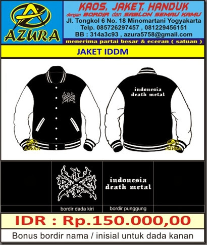 BIKIN JAKET IDDM INDONESIA DEATH METAL VARSITY BORDIR KOMPUTER