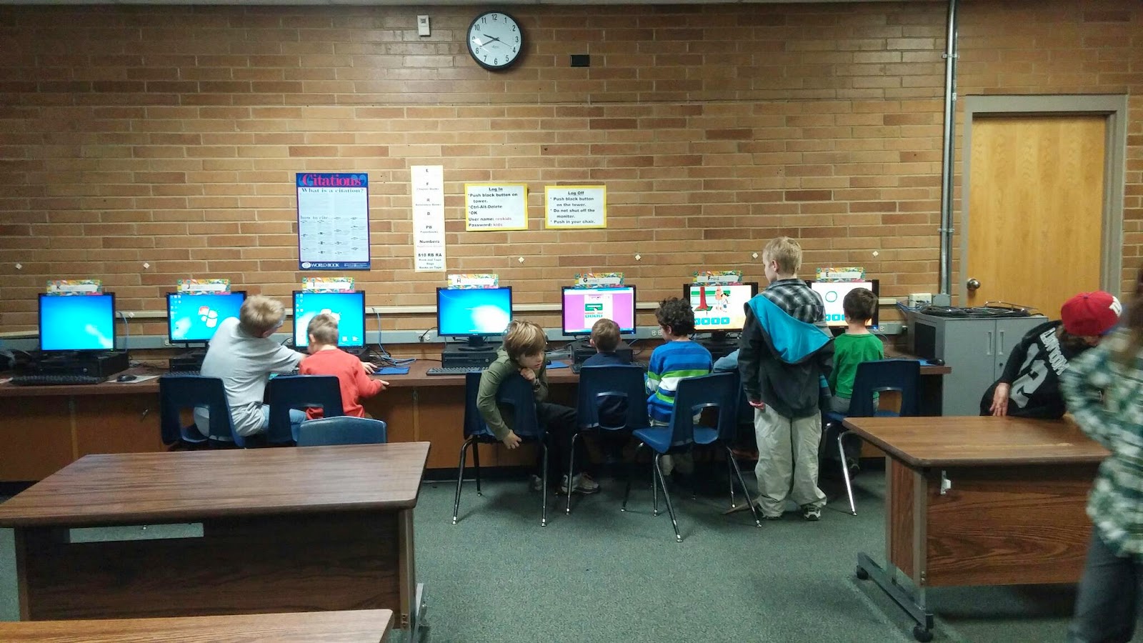 Kindergarten with Ms. Evenson! Big buddies helped us in computer lab