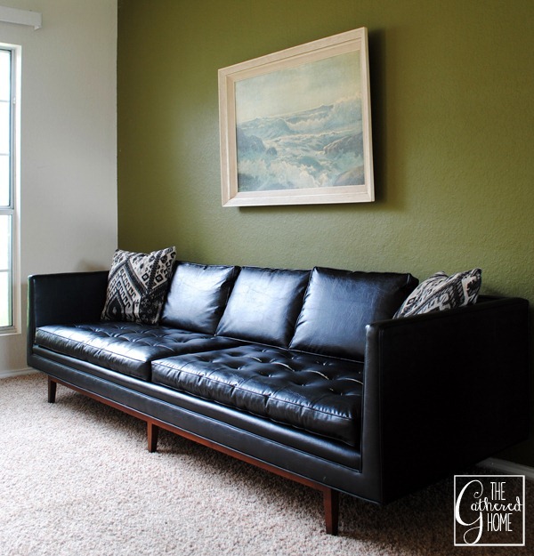 Found Mid Century Modern Black Leather Sofa The Gathered Home Black Mid Century Sofa 8