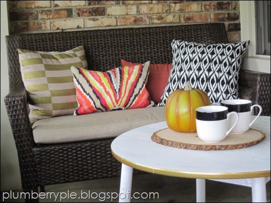 {plumberry pie} fall porch pillow change