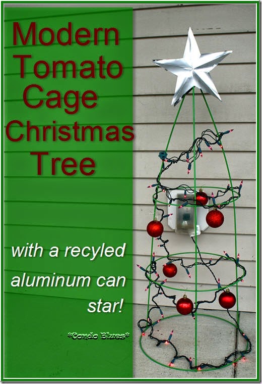 modern tomato cage Christmas tree with lights