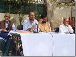 (R-L) Prashant Bhushan, Yogendra Yadva, Sunil, president, Samajwadi Jan Parishad
