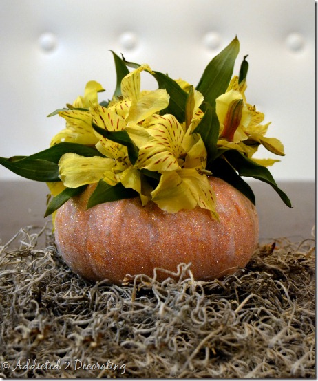 miniature pumpkin vase--glittered pumpkin