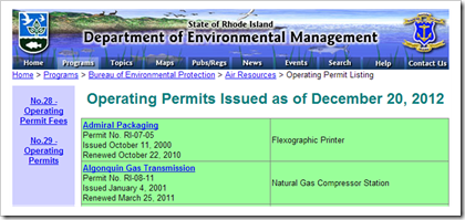 Rhode Island Department of Environmental Management Air Operating Permits