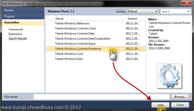 Add Telerik.Windows.Controls.Premitives Library Reference