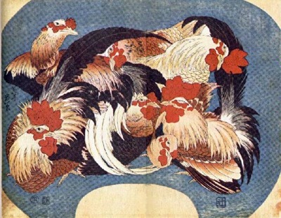 Hokusai - Flock Of Chickens