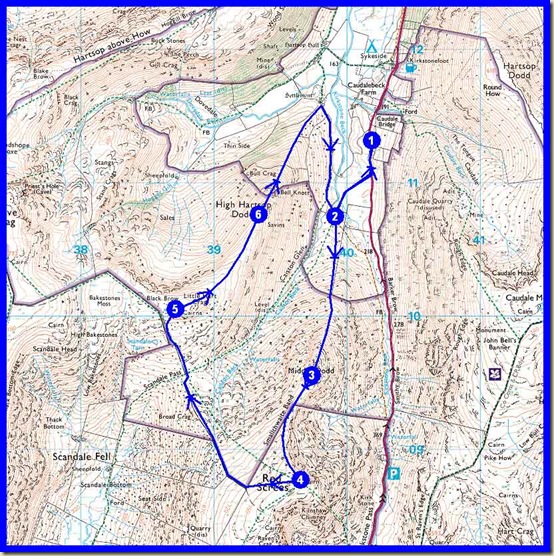 Our route - 9km, 750 metres ascent, 3.5 hours