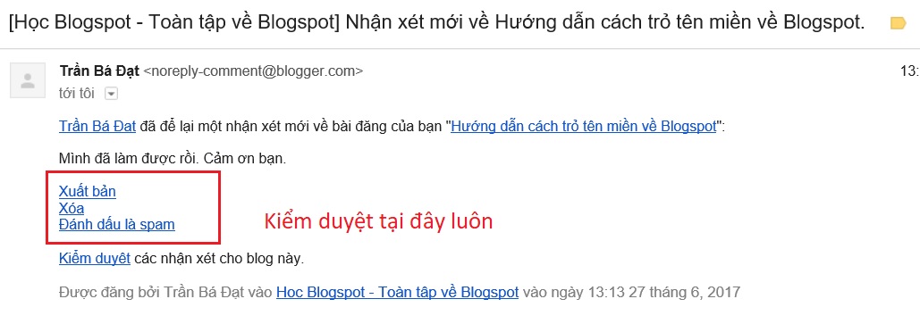 Duyệt nhận xét Blogspot Cấp Tốc qua mail Duyet nhan xet Blogspot Cấp Tốc qua mail