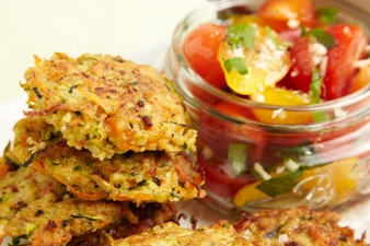 Zucchini Fritters with Fresh Tomato Salsa