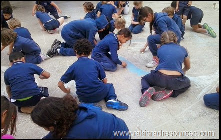 15 ways to use side walk chalk as a teaching tool - Draw a world map - ideas from Raki's Rad Resource