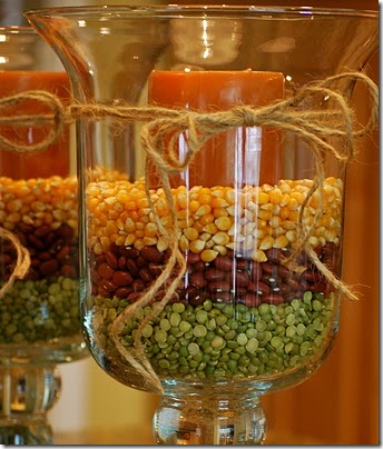 hurricane filled with beans peas corn and candle for fall from my hearts desire blog