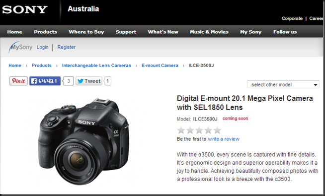 ILCE-3500J   ILCE-3500   E-mount Camera   Sony Australia