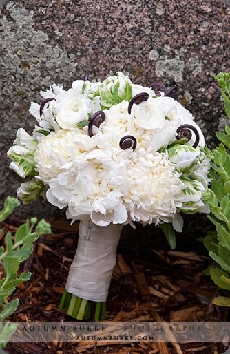 bridal bouquet of peonies tulips fern fronds football mums bella fiori