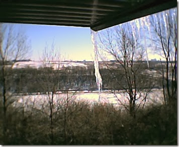 Large Icicle Hanging from the Minnesota Rest Area Roof on December 20, 2003