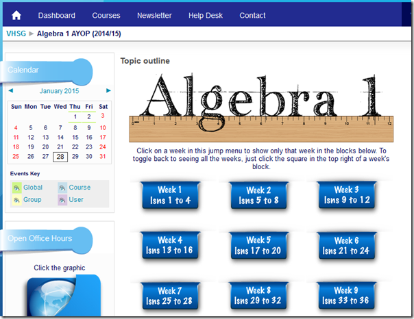 VHSG algebra 1 screenshot
