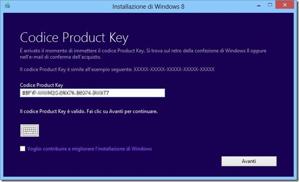 Installazione di Windows 8