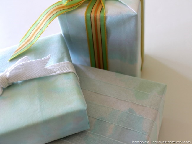 Dip Dye Rice Paper Gift Wrap via homework | carolynshomework.com 