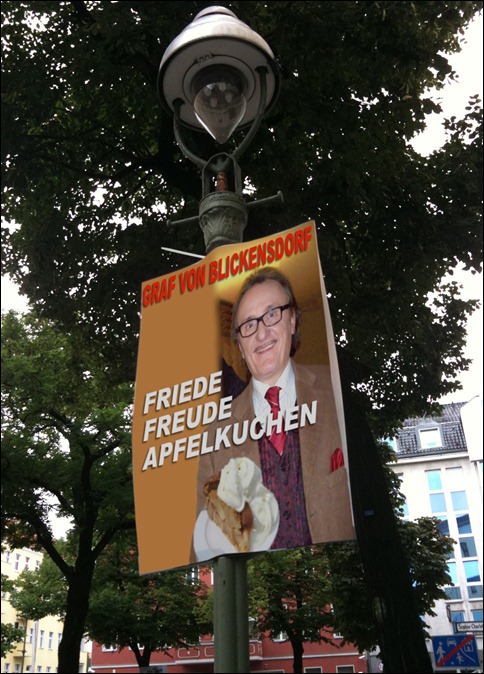 Graf von Blickensdorf Wahlplakat Apfelkuchen