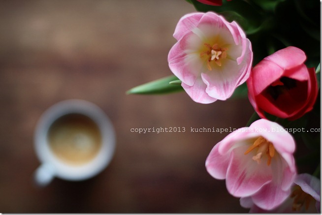 tulipany z kawą