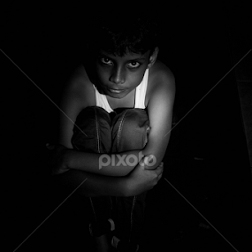 angry by Srimanta Ray - Black & White Portraits & People