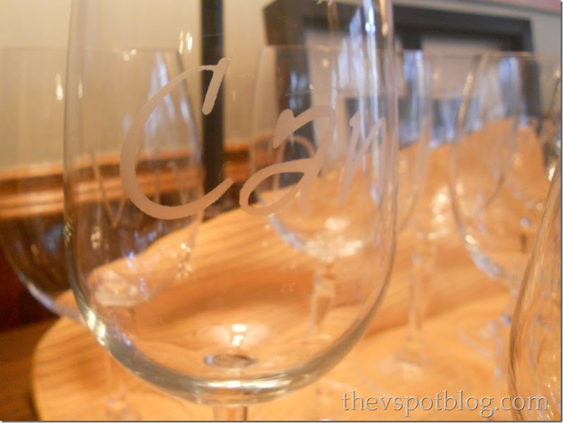 Personalize wine glasses with glass etching cream - The V Spot