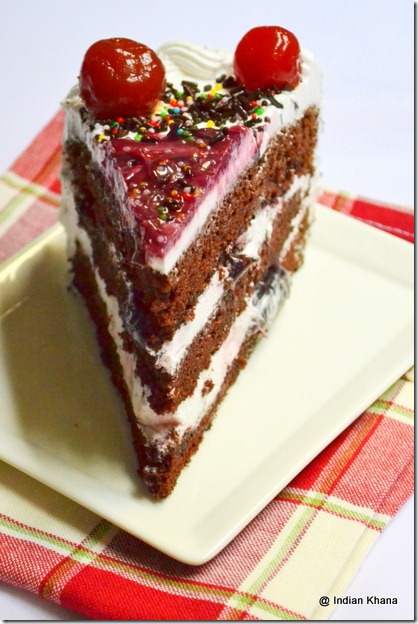 Chocolate spoonge cake with cream frosting black forest recipe