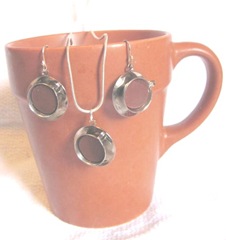 earrings 6.5.2012 coffee cup jewelry on terra cotta mug