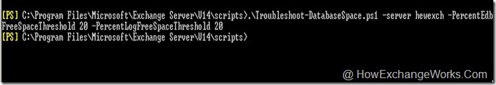 Troubleshoot-databasespace script
