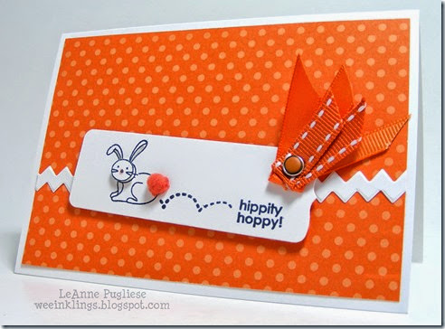 LeAnne Pugliese WeeInklings Monochromatic Bunny Hippity Hoppy Easter Card Stampin 2
