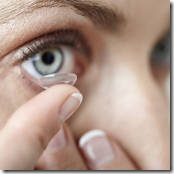 woman wearing contact lenses