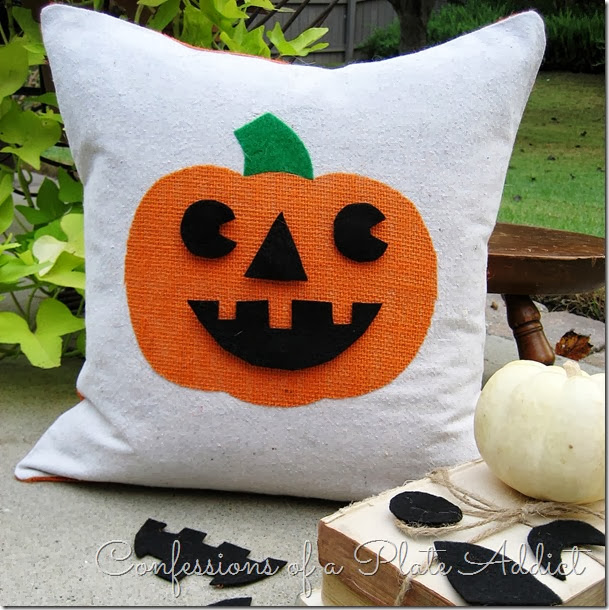 CONFESSIONS OF A PLATE ADDICT Jack-O-Lantern Pillow with Interchangeable Faces