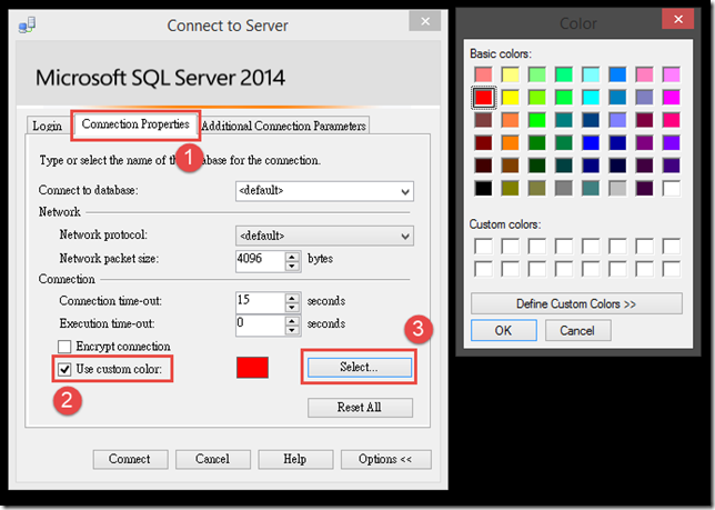 Using Custom Connection Colors in SSMS