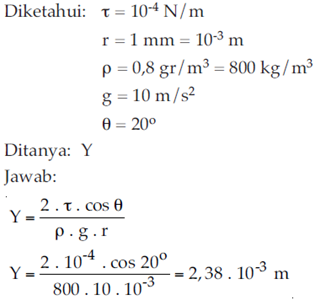 Penyelesaian contoh soal 2 tegangan permukaan