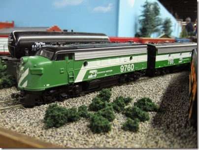 IMG_5465 Burlington Northern F7A #9760 & F7B #786 on the LK&R HO-Scale Layout at the WGH Show in Portland, OR on February 17, 2007