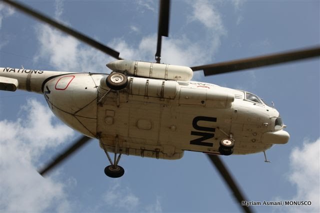 Hélicoptère de la MONUSCO, Kisangani, décembre 2010.