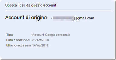 Google account di origine