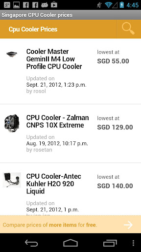 Singapore CPU Cooler prices