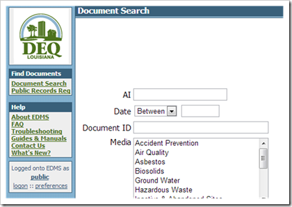 DEQ Louisiana Document Search Air Permits Online Records