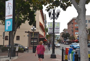 exploring the GasLamp District of San Diego