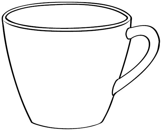 Dibujo muy fácil para colorear una taza. Dibujo para imprimir de una taza.  Dibujo para descargar de una taza. Di…