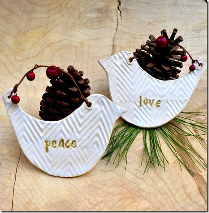 peaceand love bird ornaments