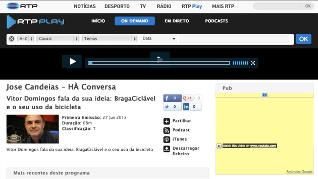 Braga Ciclável na Antena 1: José Candeias entrevistou Victor Domingos