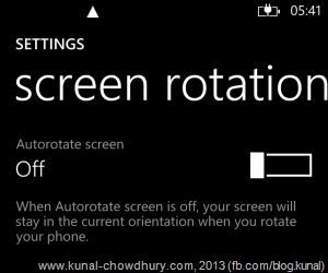 Windows Phone 8 GDR 3 - Screen Rotation Settings page