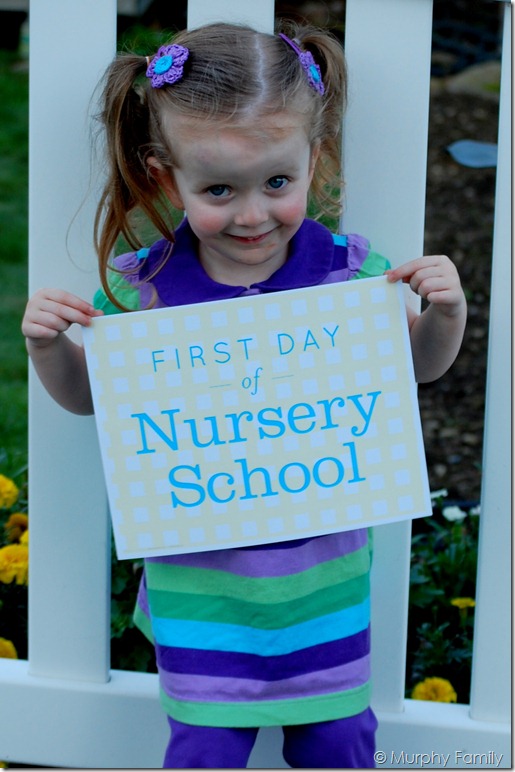 The Murphy Family Katy S First Day Of Preschool I Couldn T Decide Between Preschool Or Nursery School Thinking Long Term She Will Have Another Year Of And Haven Decided How Was Going