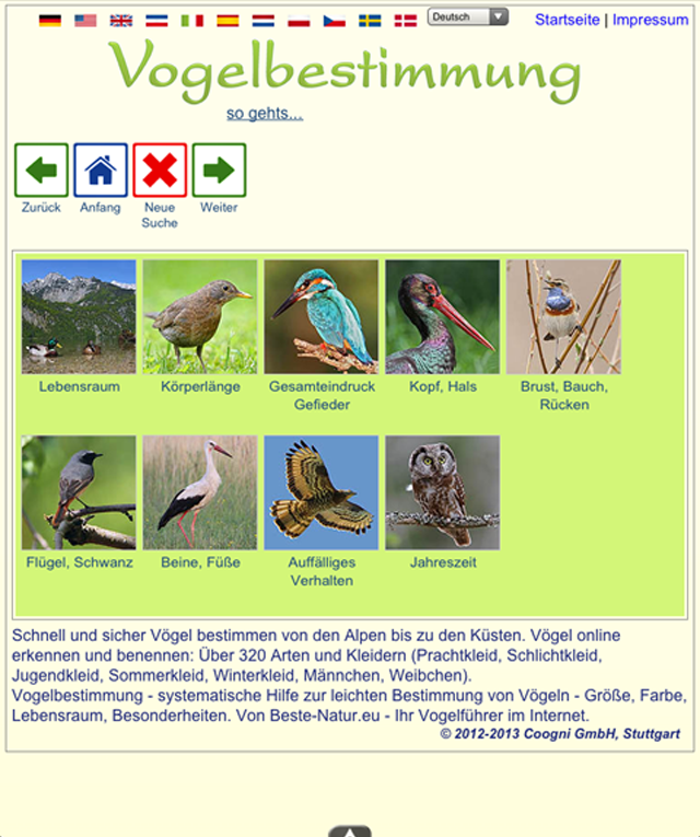 Android application Identify Birds screenshort